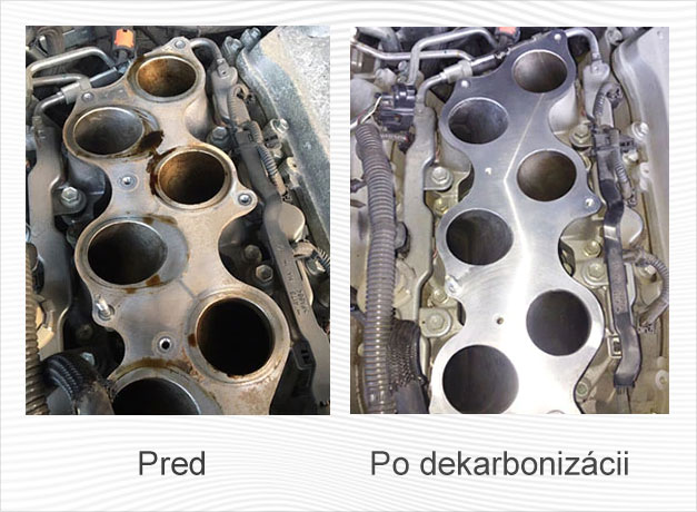 Pred a po dekarbonizácii motora